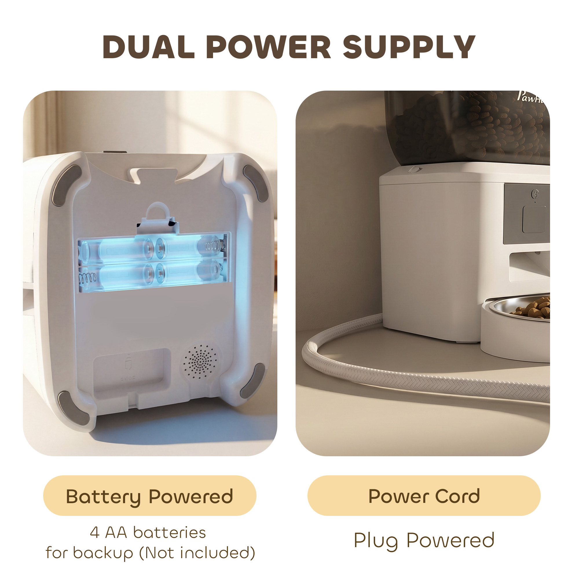 Automatic Cat Feeder, 2.4G WiFi, Smart APP Control 8L Pet Feeder Dispenser 1-10 Meals with 10s Meal Call Back