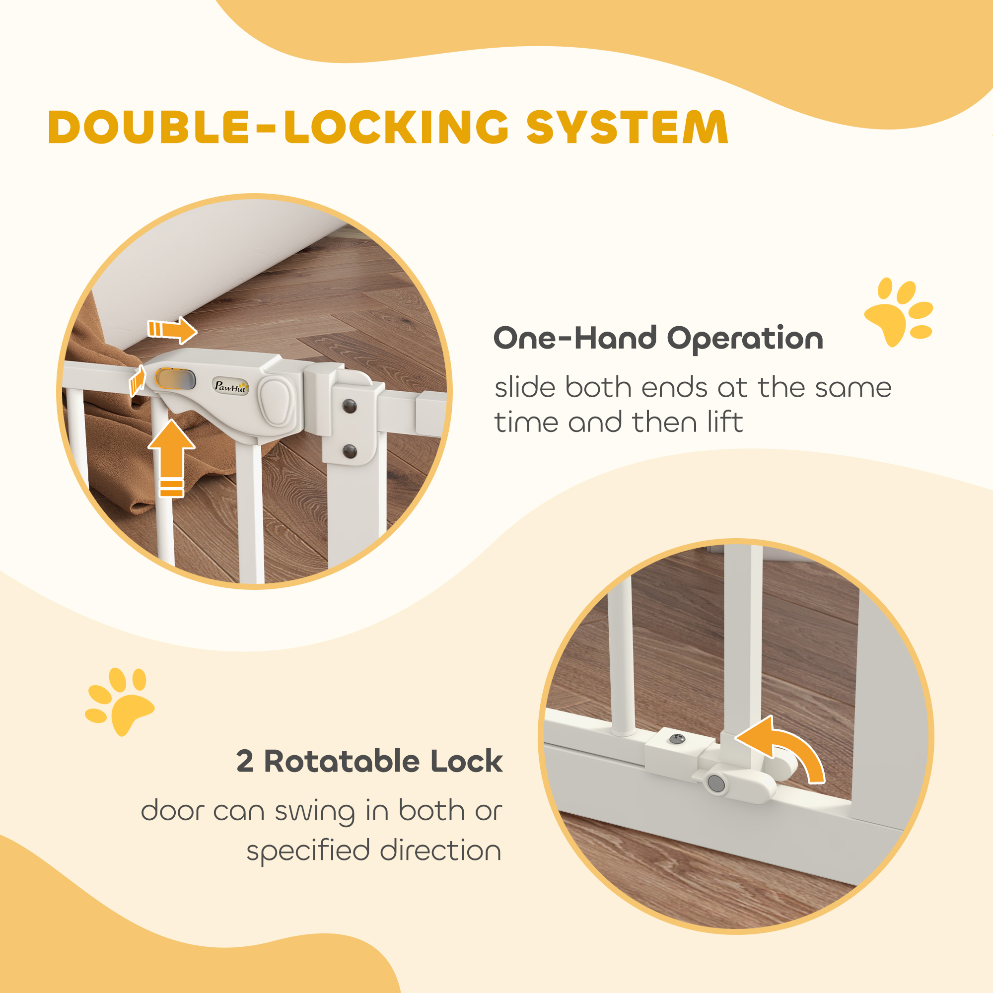30 Inch Tall Pet Gate with Door Dog Gate and Barrier Indoor for Stairs, Pressure-Mounted Safety Gate, White