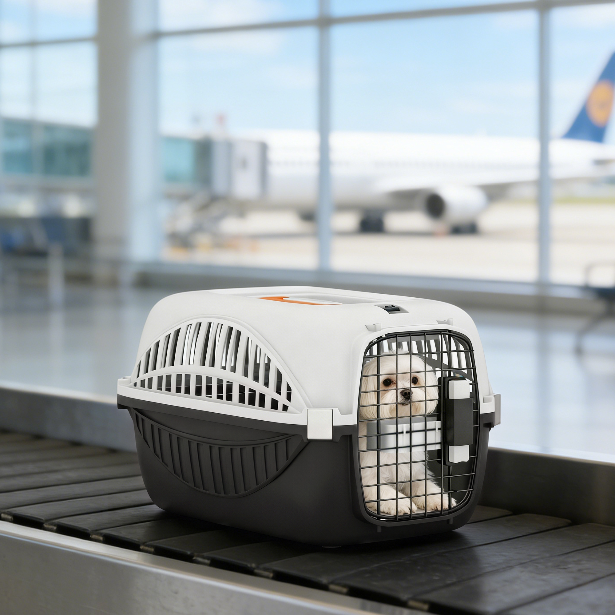 Airline Approved Pet Carrier for Mini Dogs and Cats with Steel Wire Door, Water Bowl, for Car, Airplane, Outdoor, Balck