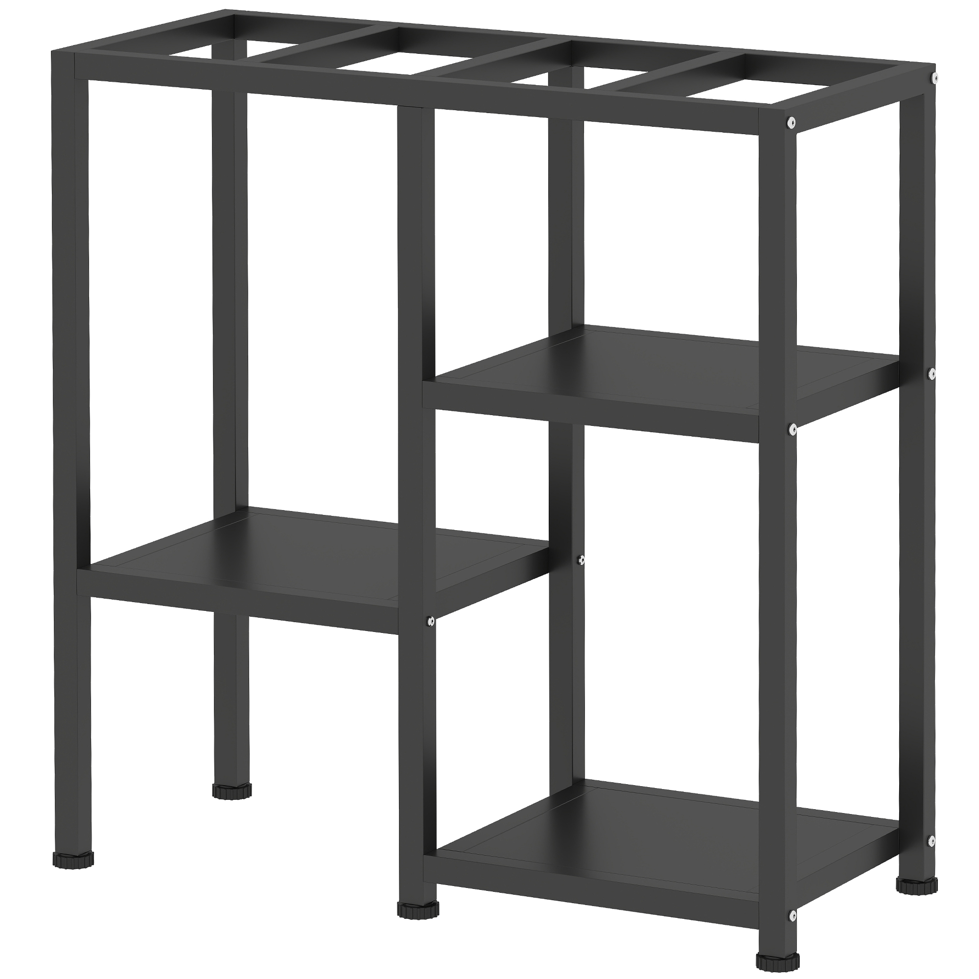 25 Gallon Fish Tank Stand, Metal Aquarium Stand with 3 Tier Storage Shelf, Adjustable Feet for Home Office, Black