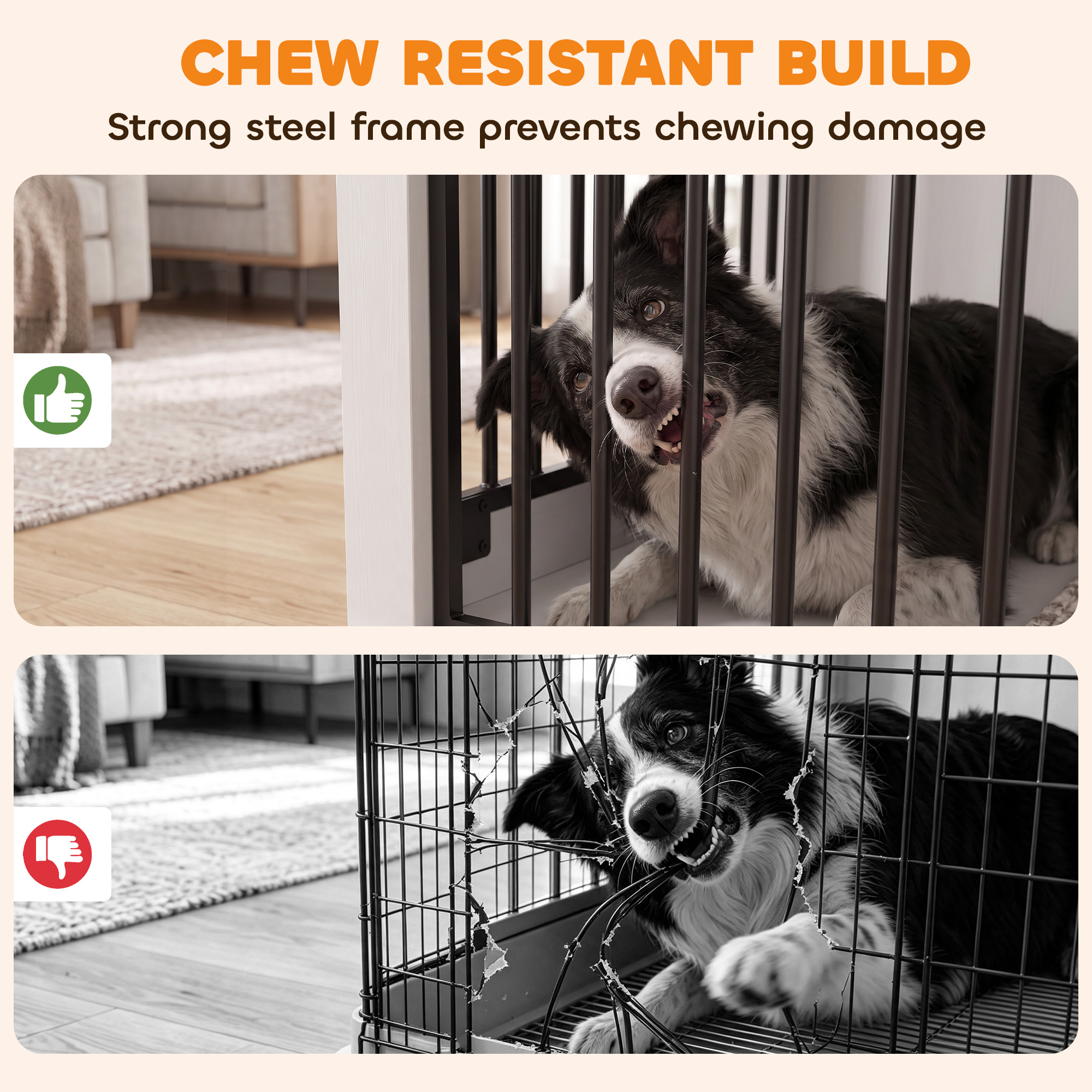 100 cm Dog Crate Furniture with Sliding Barn Door for Large Breeds, White