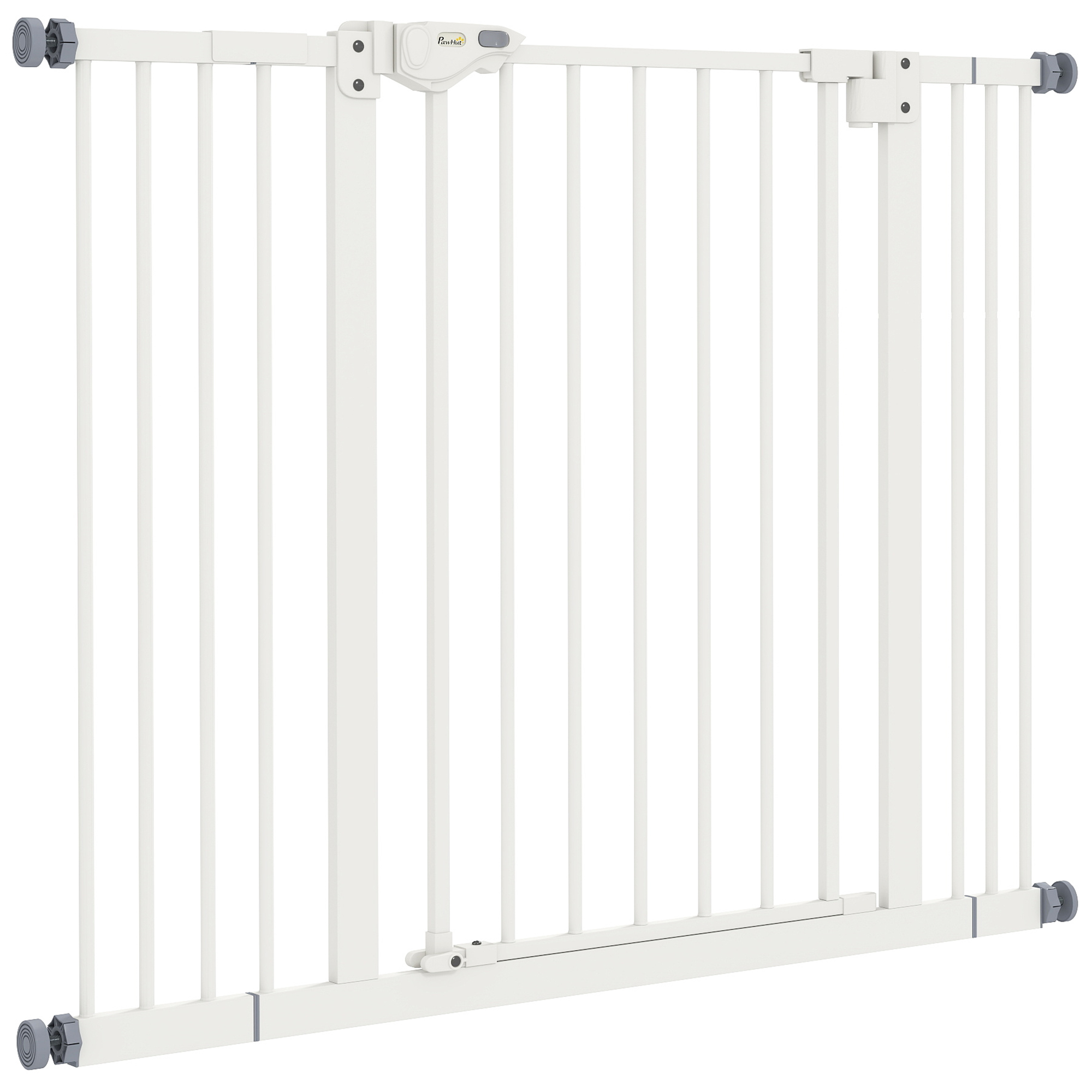 30 Inch Tall Pet Gate with Door Dog Gate and Barrier Indoor for Stairs, Pressure-Mounted Safety Gate, White