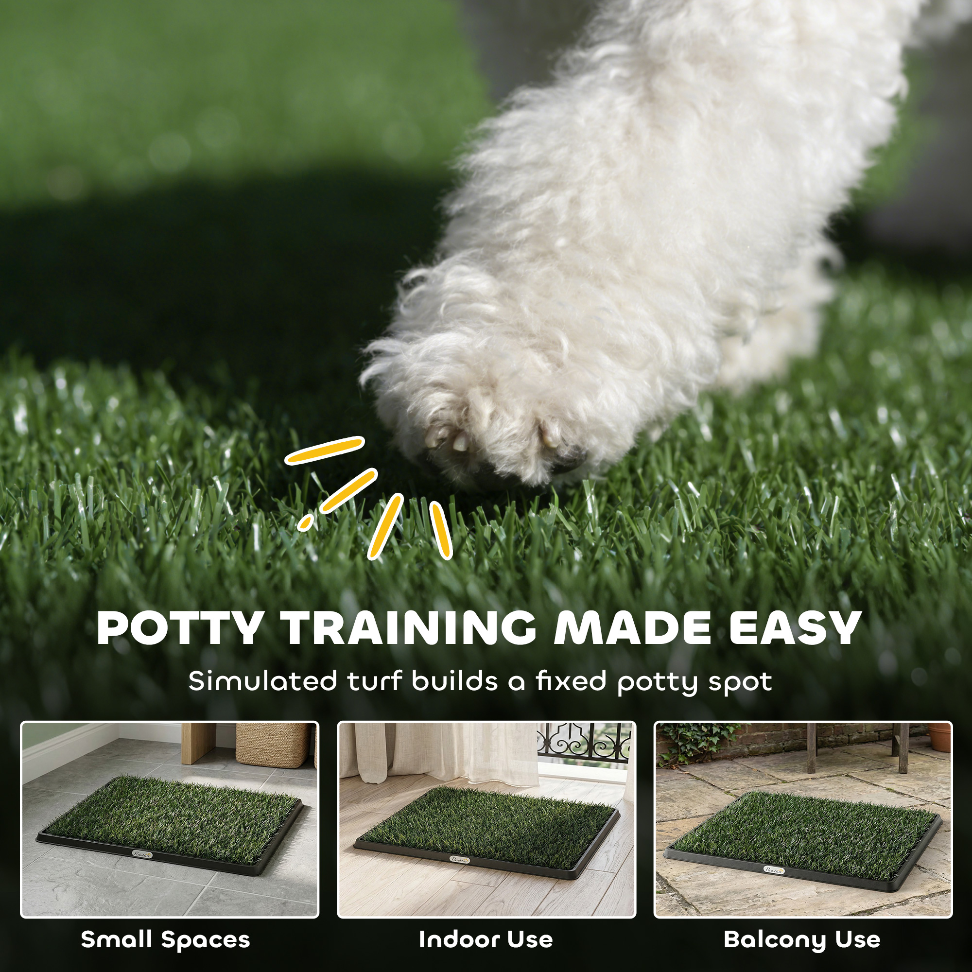 Dog Grass Pad with Tray, Artificial Grass Pet Training Toilet with Drainage Grid, Grass Mat