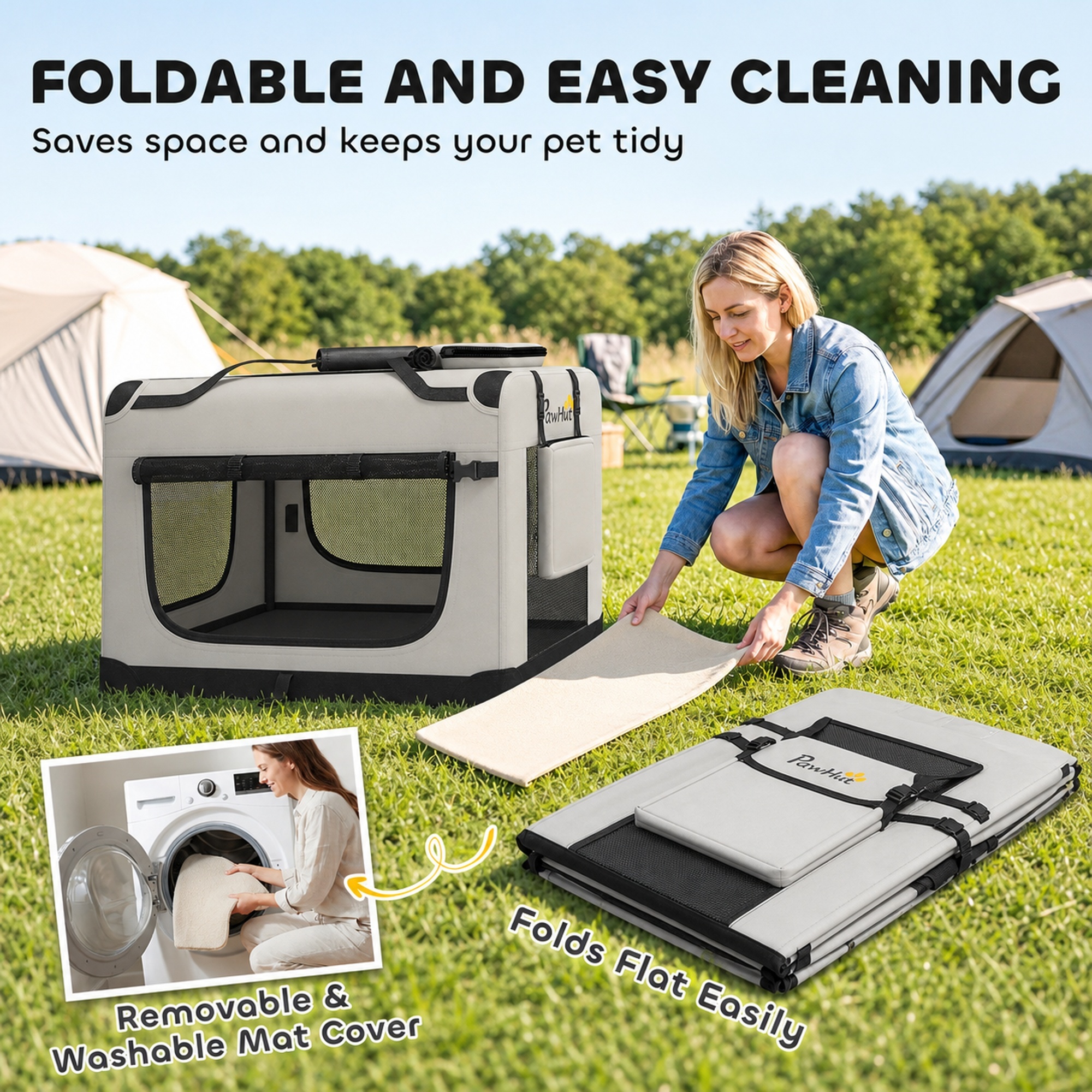 Pet Carrier Bag, Soft-Sided Dog Carrier for Extra Large Dogs, Portable Pet Travel Bag, Light Grey