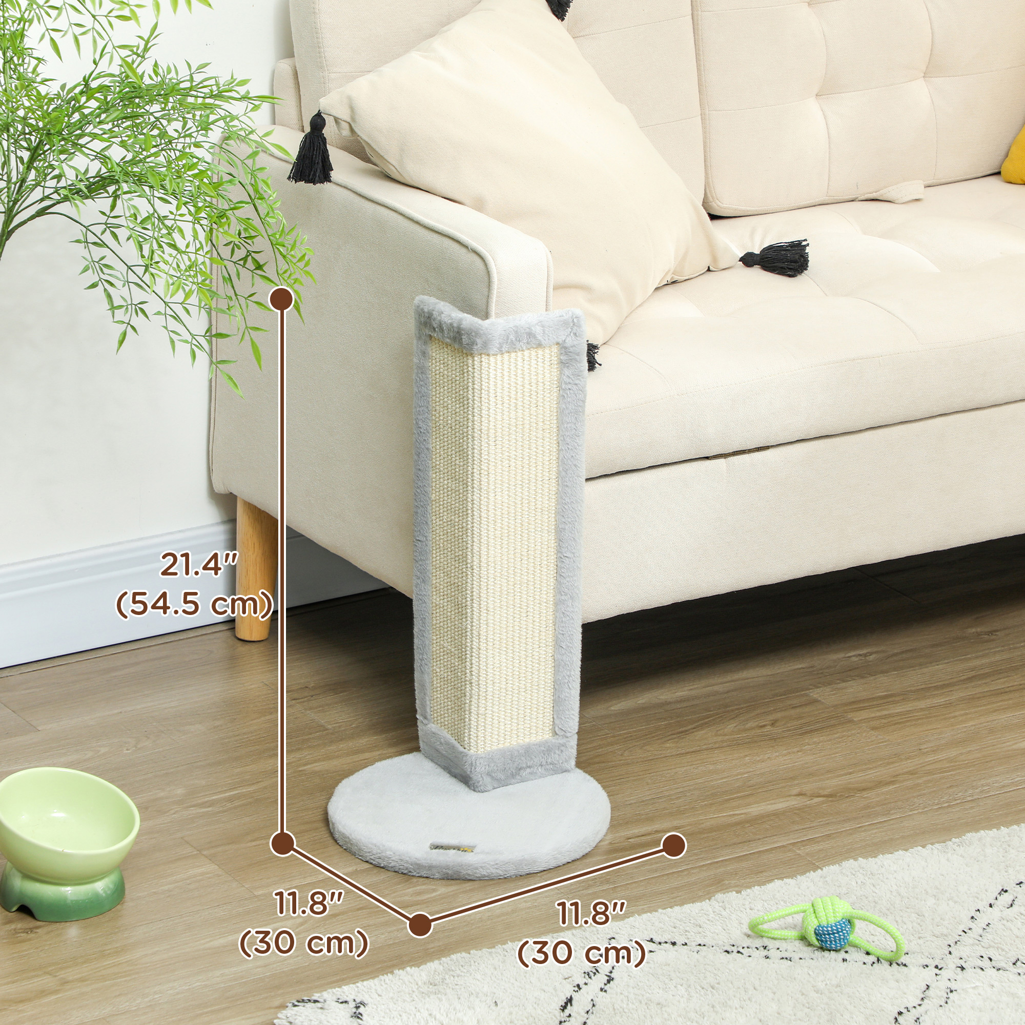 Cat Scratching Post for Indoor Kittens, 22"H Cat Scratch Post with Sisal Scratching Pad, Stable Base