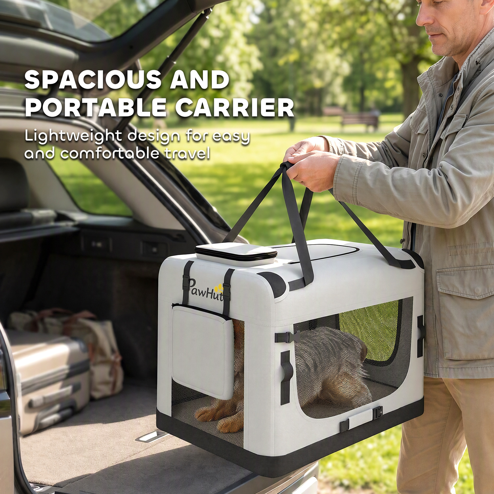 Pet Carrier Bag, Soft-Sided Dog Carrier for Small Dogs, Portable Pet Travel Bag, Light Grey