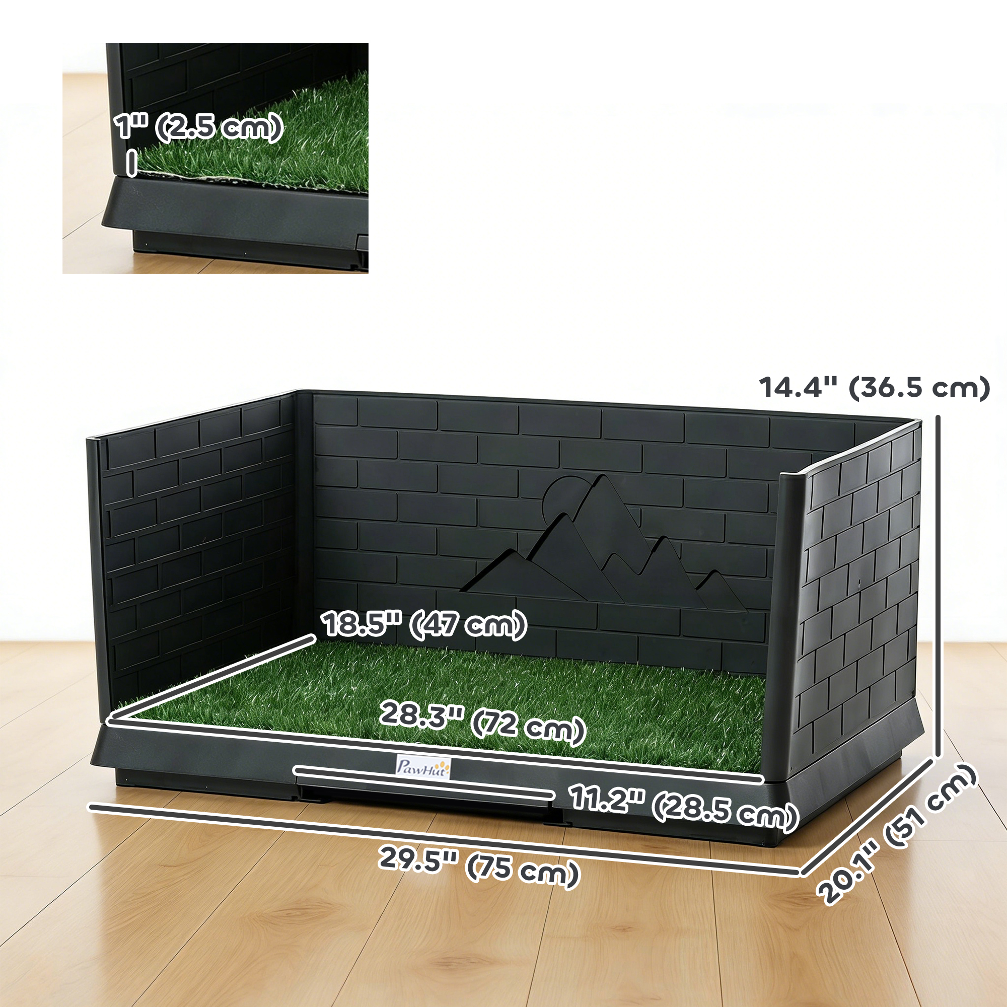 Dog Grass Pad with High Walls and Tray, Indoor Potty Tray for Puppy Training, Pee Pad Holder with Artificial Grass