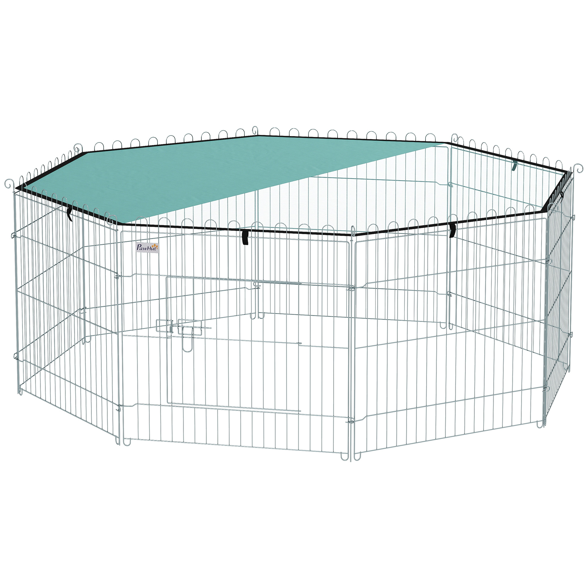 Foldable Pet Playpen with Top Cover, Portable Heavy Duty Dog Pen for Dogs, Cats, Chickens, Rabbits