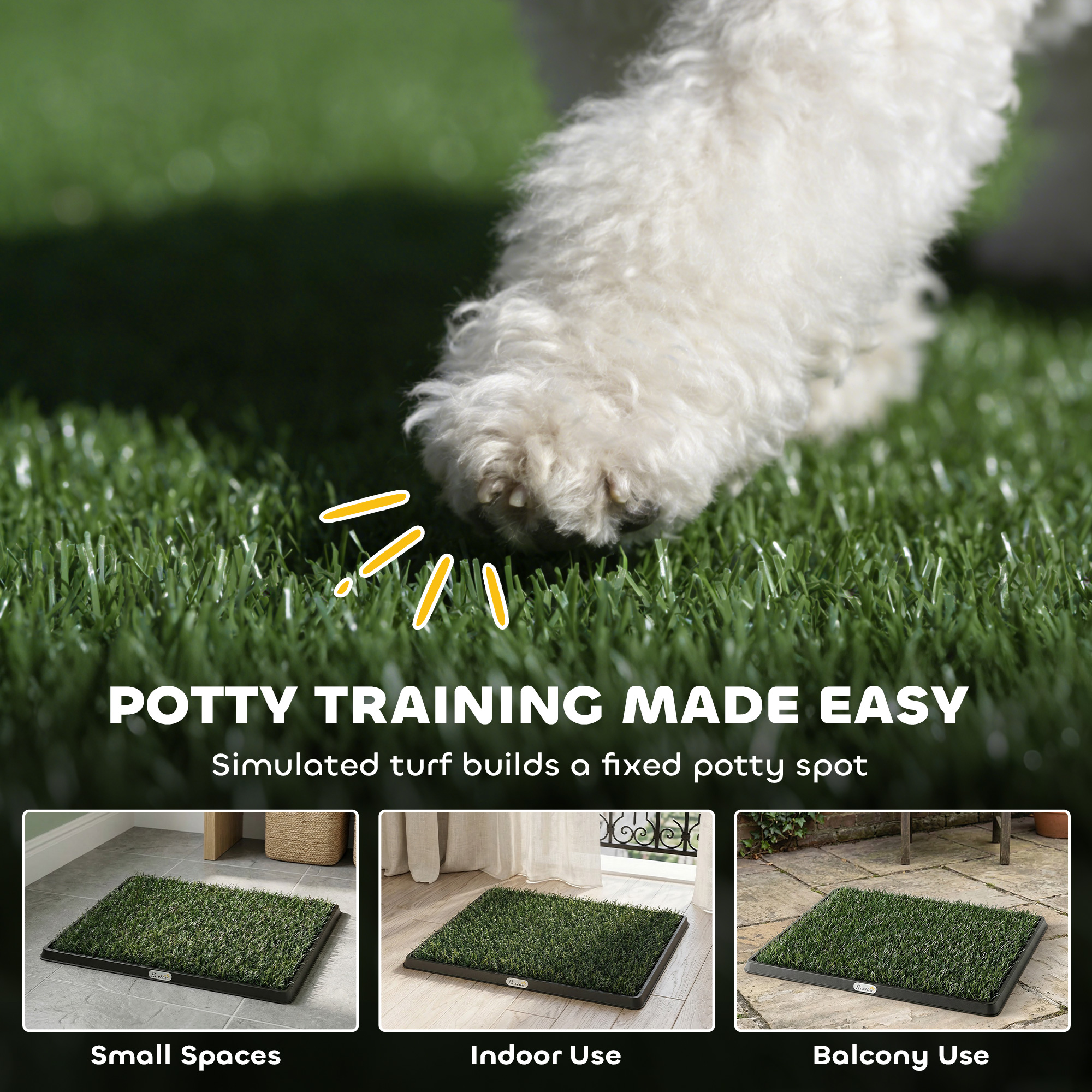 Dog Grass Pad with Tray, Artificial Grass Pet Training Toilet with Drainage Grid, 2 Grass Mats