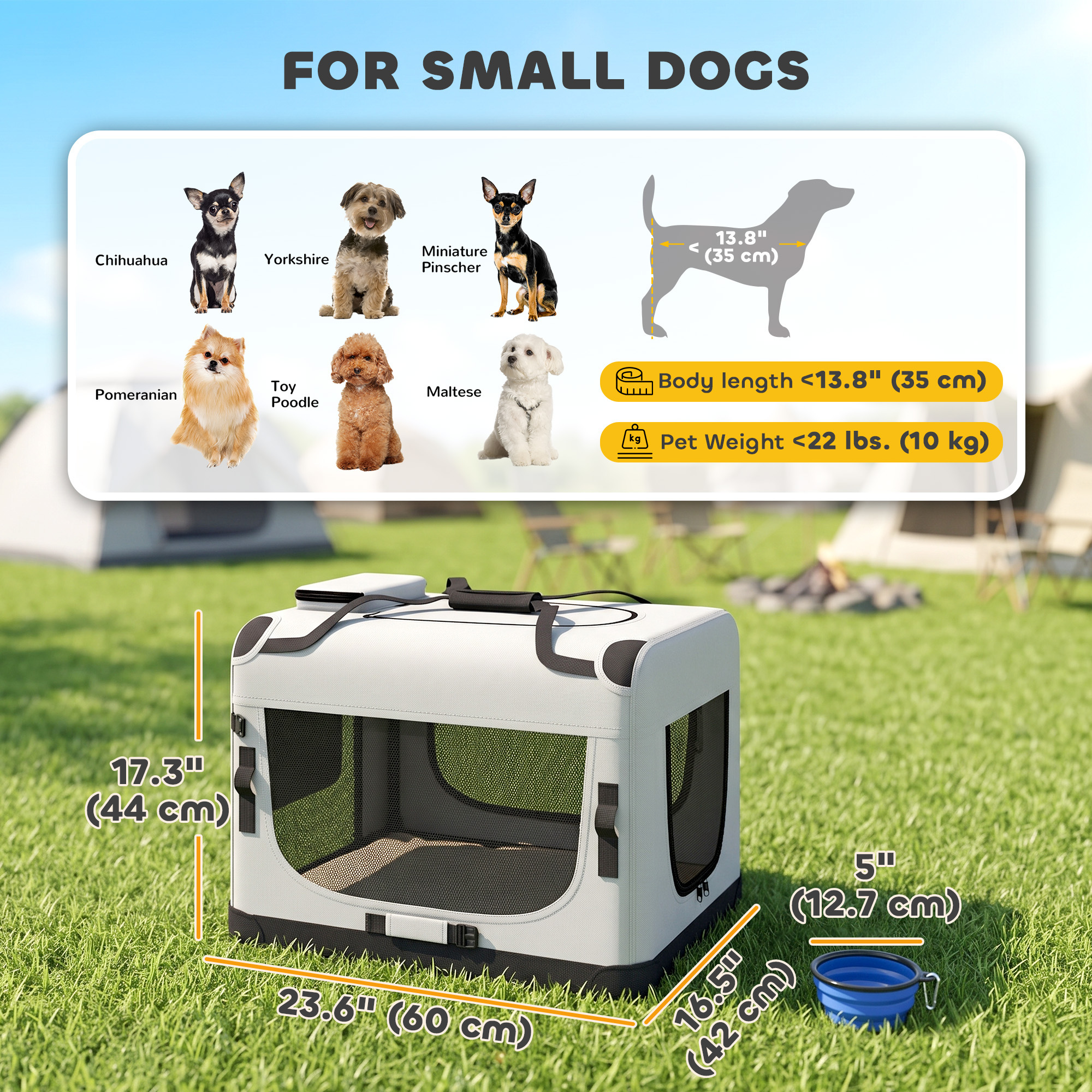 Pet Carrier Bag, Soft-Sided Dog Carrier for Small Dogs, Portable Pet Travel Bag, Light Grey