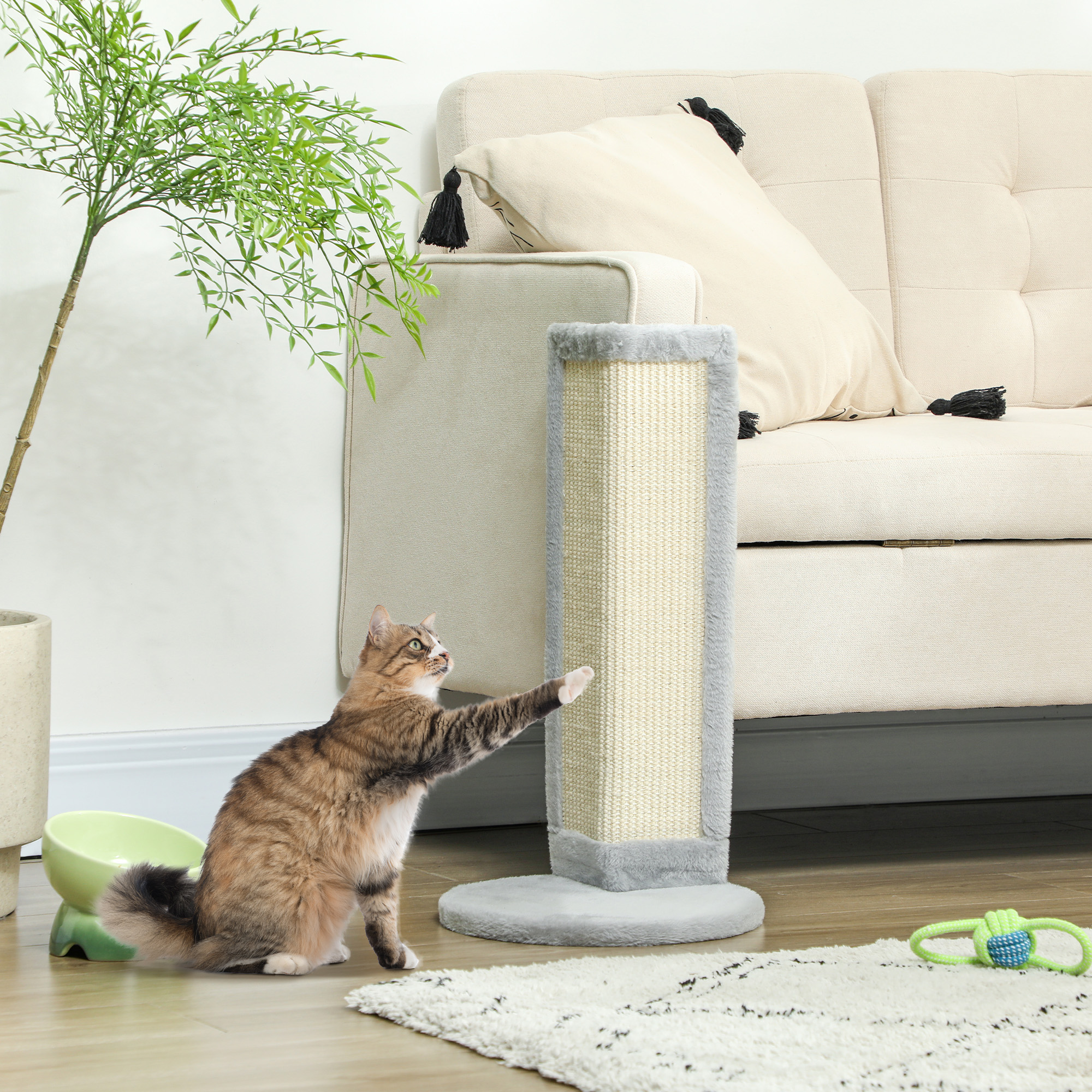Cat Scratching Post for Indoor Kittens, 22"H Cat Scratch Post with Sisal Scratching Pad, Stable Base