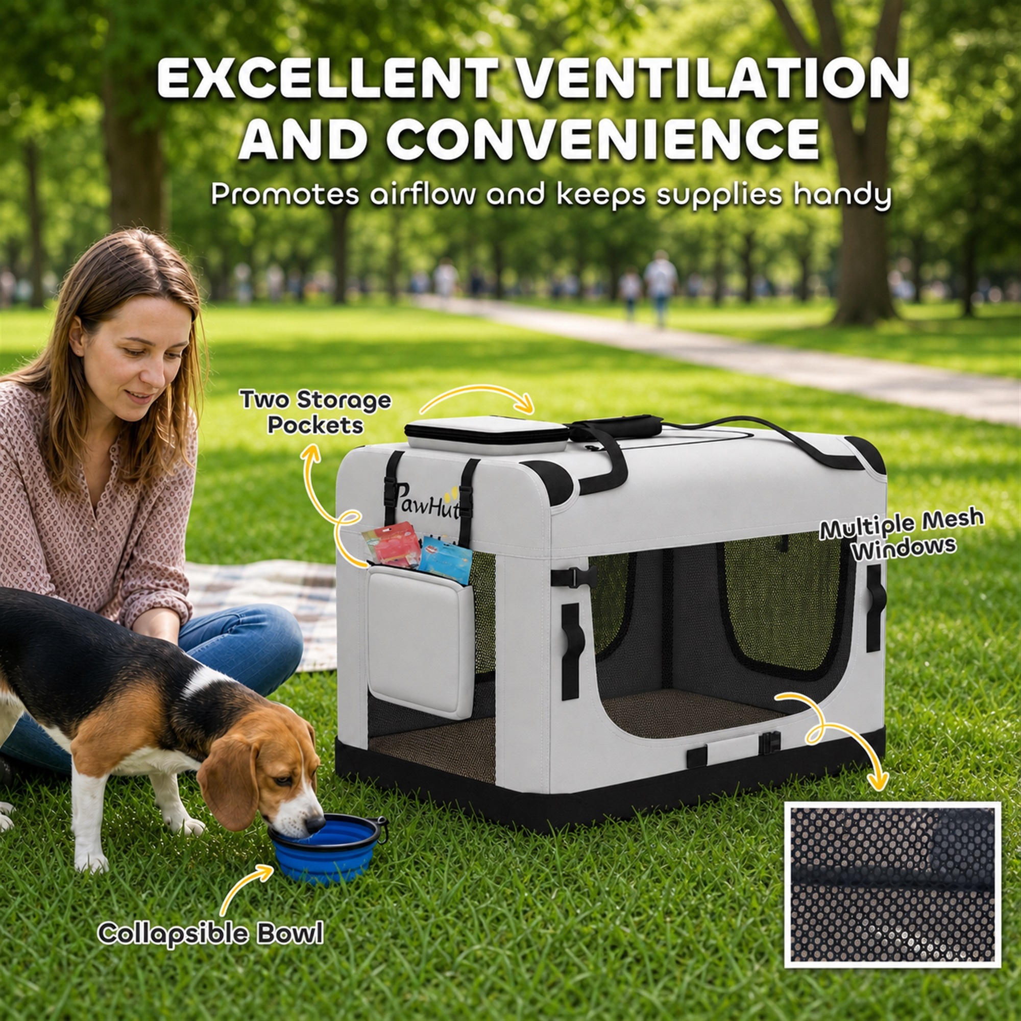 Pet Carrier Bag, Soft-Sided Dog Carrier for Small to Large Dogs, Portable Pet Travel Bag, Light Grey
