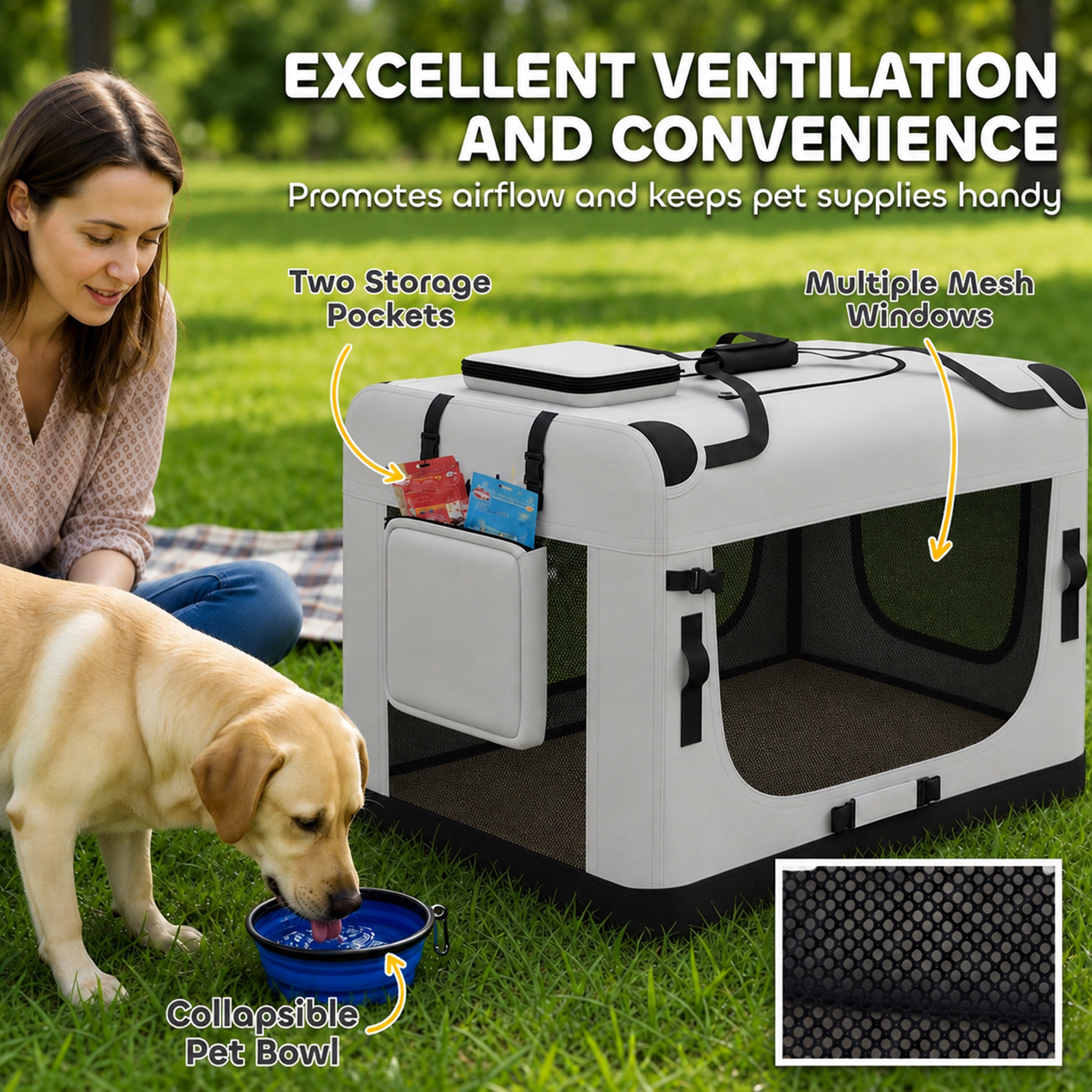 Pet Carrier Bag, Soft-Sided Dog Carrier for Extra Large Dogs, Portable Pet Travel Bag, Light Grey