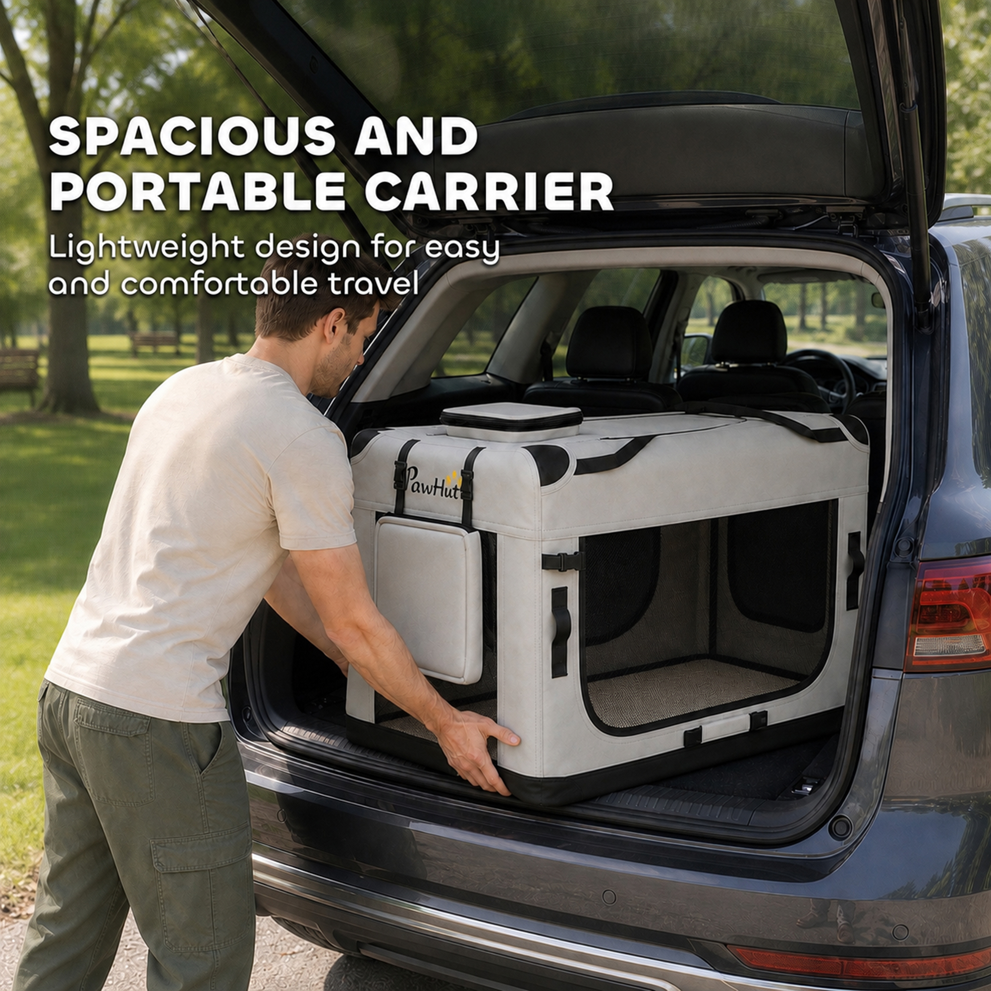 Pet Carrier Bag, Soft-Sided Dog Carrier for Extra Large Dogs, Portable Pet Travel Bag, Light Grey
