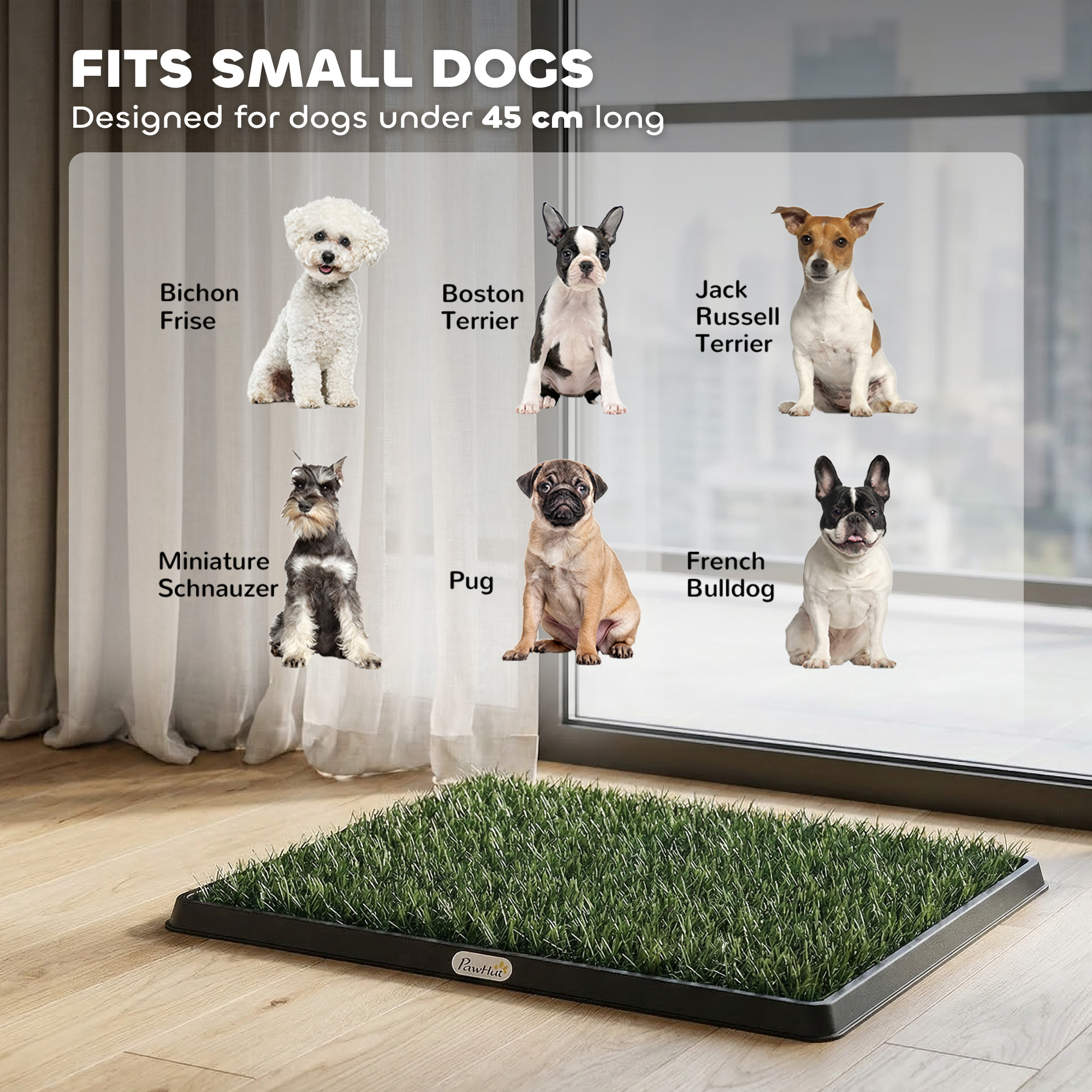 Dog Grass Pad with Tray, Artificial Grass Pet Training Toilet with Drainage Grid, 2 Grass Mats