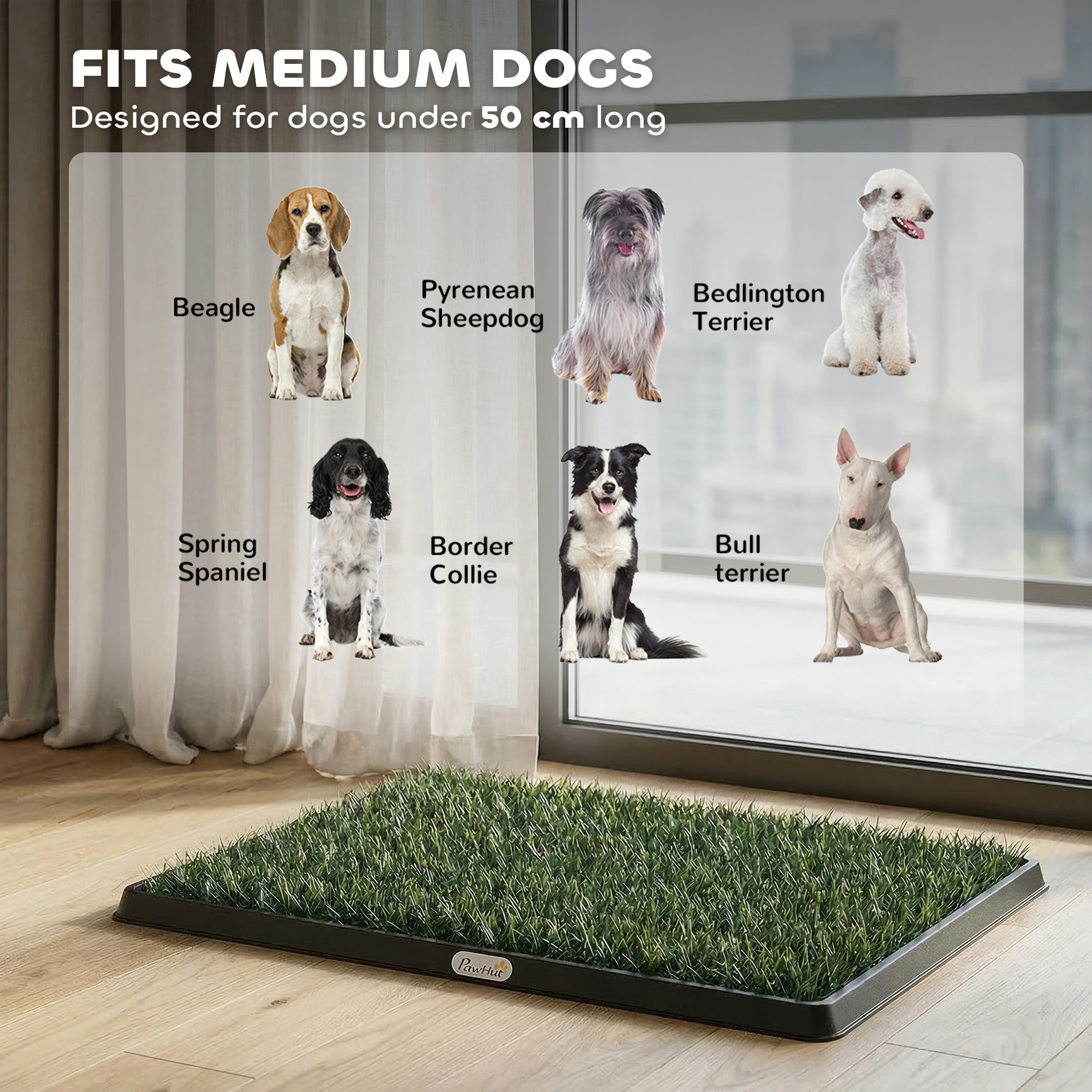 Dog Grass Pad with Tray, Artificial Grass Pet Training Toilet with Drainage Grid, Grass Mat
