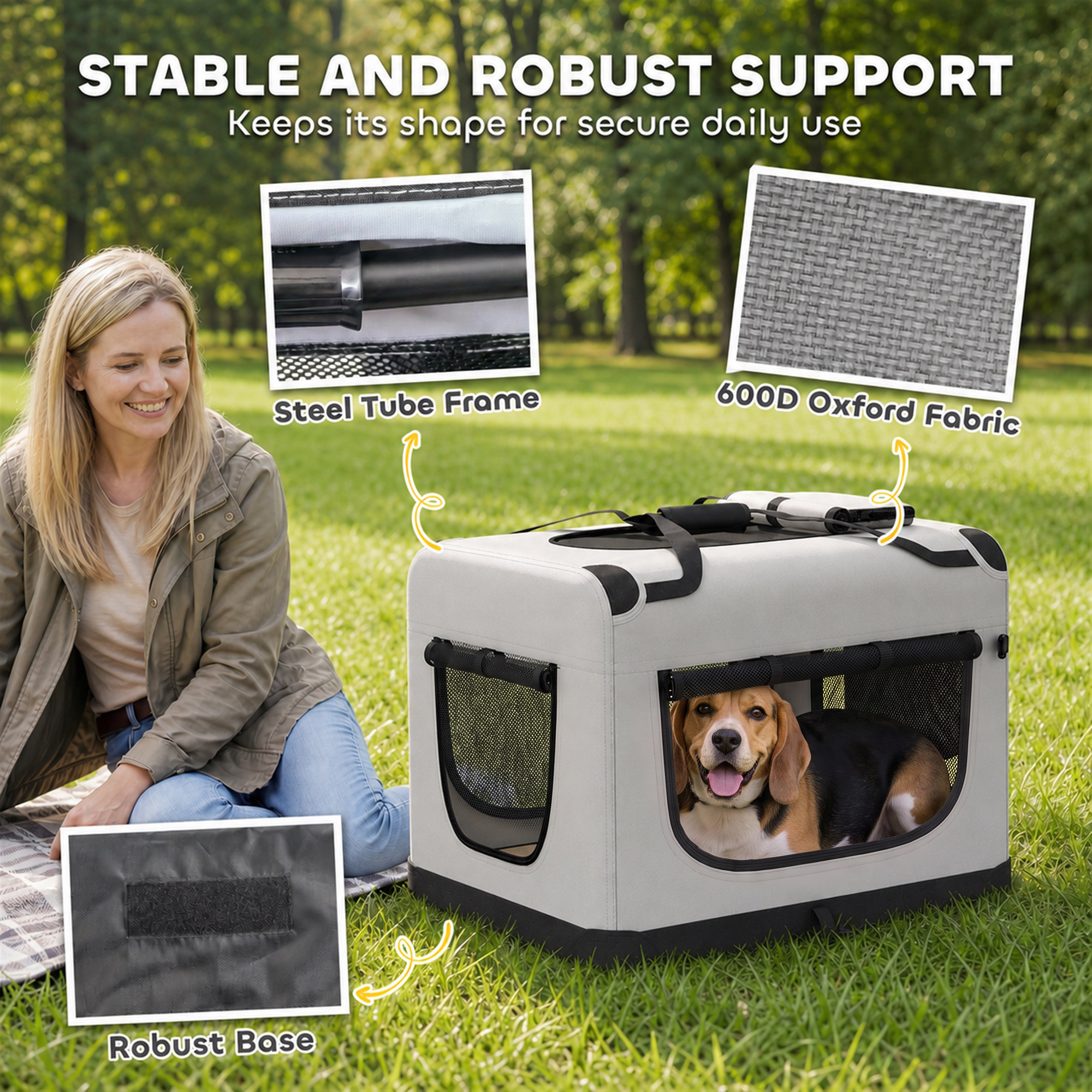 Pet Carrier Bag, Soft-Sided Dog Carrier for Small to Large Dogs, Portable Pet Travel Bag, Light Grey