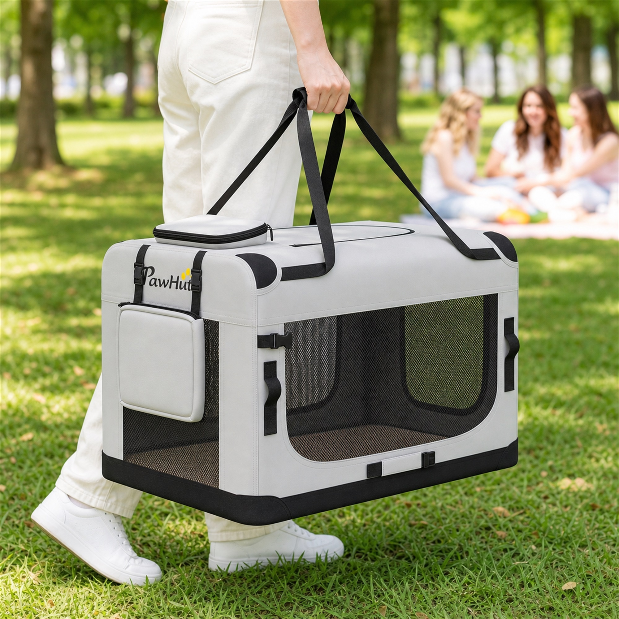 Pet Carrier Bag, Soft-Sided Dog Carrier for Small to Large Dogs, Portable Pet Travel Bag, Light Grey