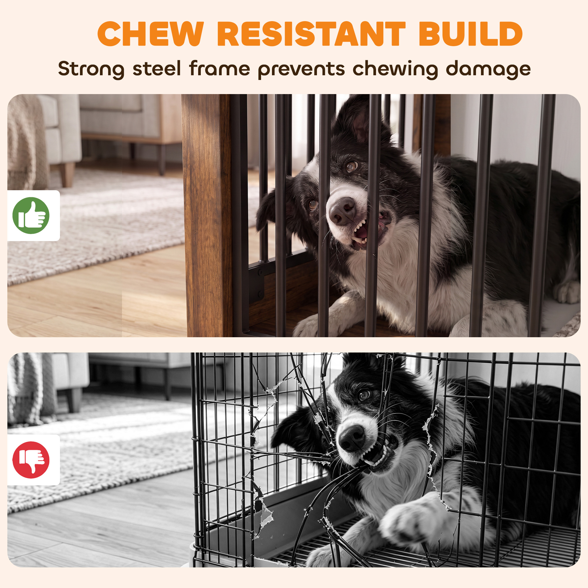 100 cm Dog Crate Furniture with Sliding Barn Door for Large Breeds, Rustic Brown