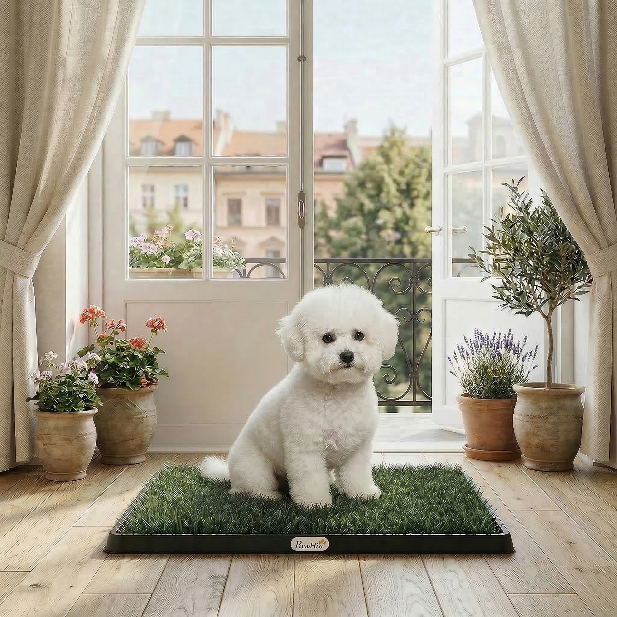 Dog Grass Pad with Tray, Artificial Grass Pet Training Toilet with Drainage Grid, 2 Grass Mats