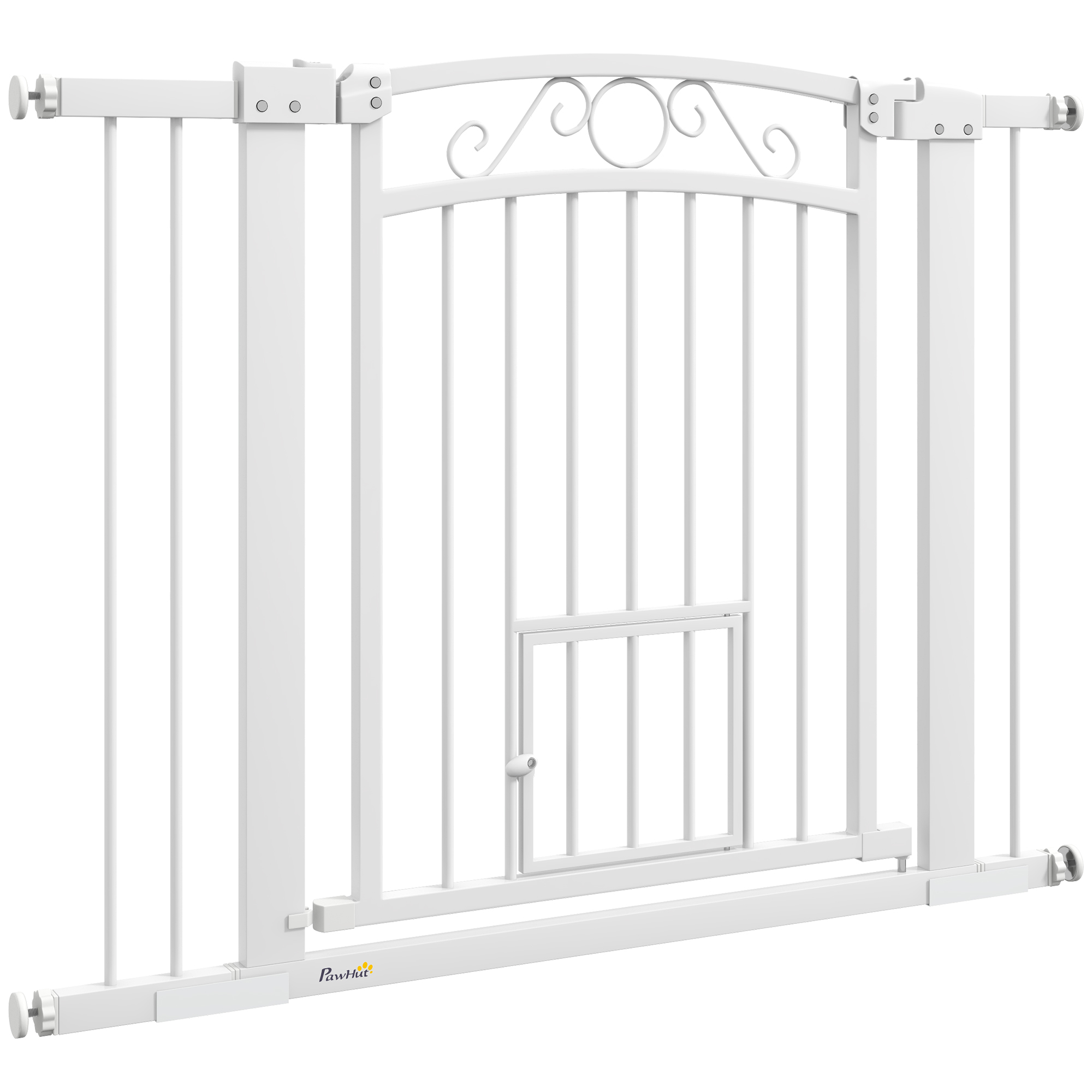 Dog Gate, Walk Through Pet Gate w/ Small Pet Door, Auto Close, for Doorways, House, Stair, 30"-41" W x 30" H