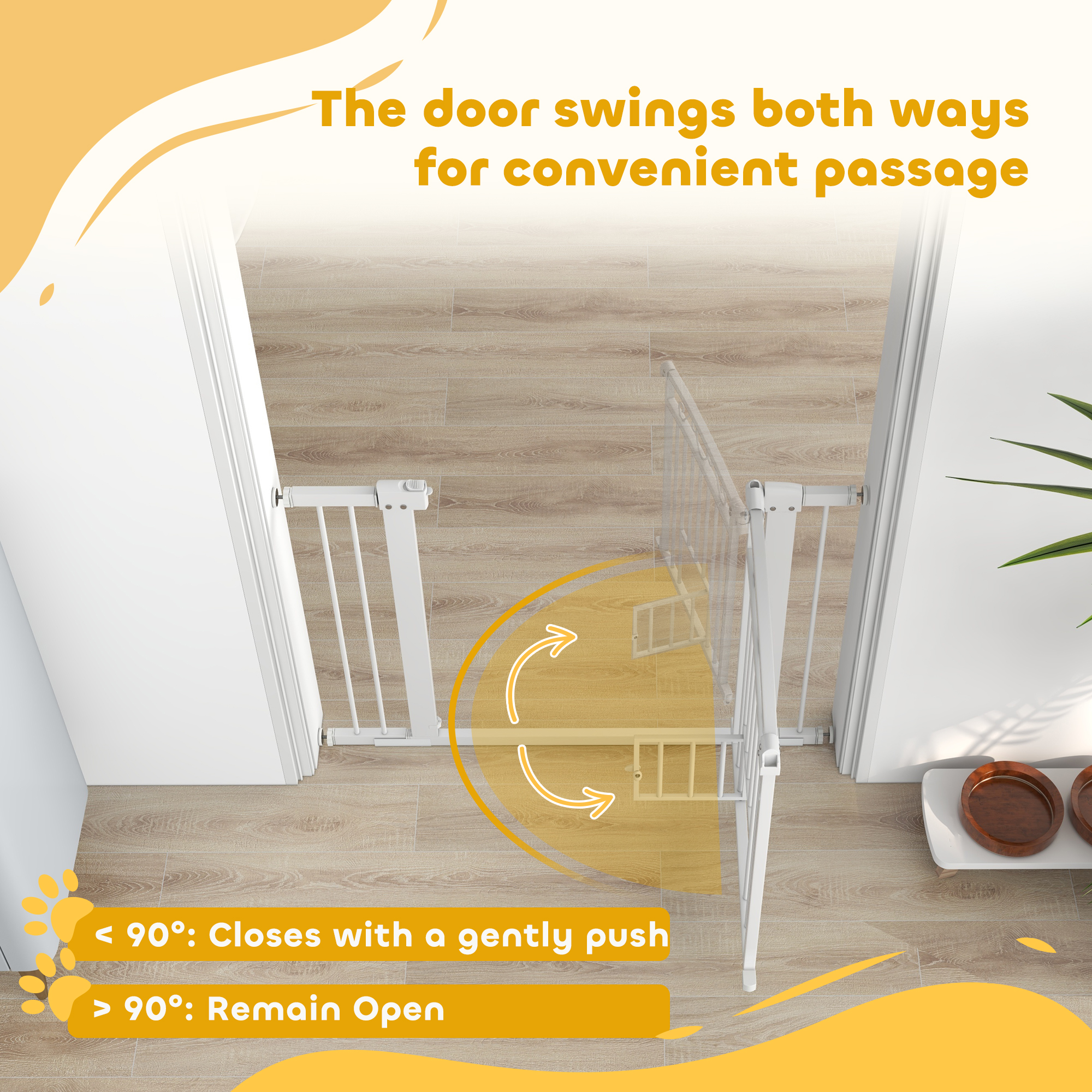 Dog Gate, Walk Through Pet Gate w/ Small Pet Door, Auto Close, for Doorways, House, Stair, 30"-41" W x 30" H