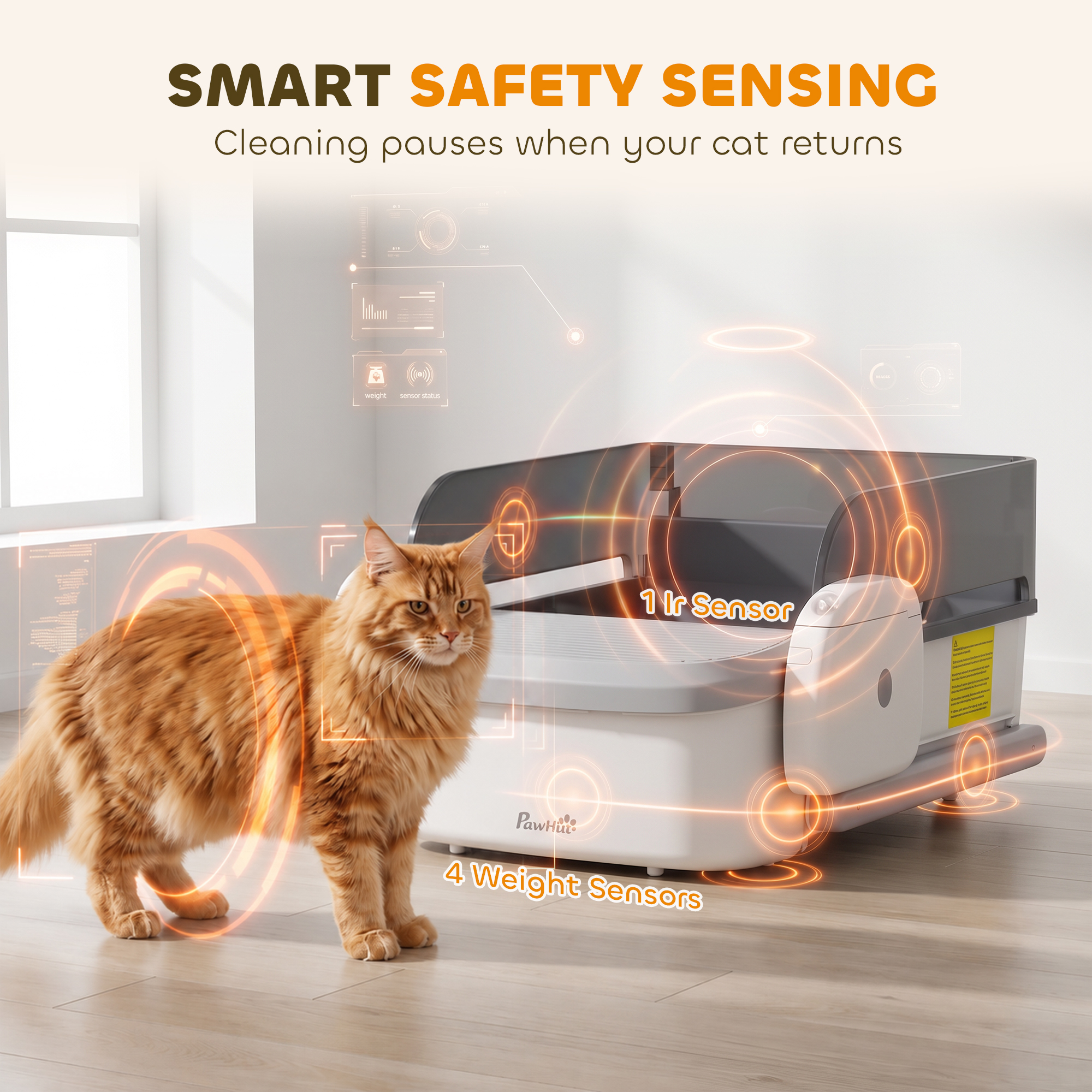 Automatic Cat Litter Box, Self Cleaning Litter Box with App Control, Open-Top, Grey